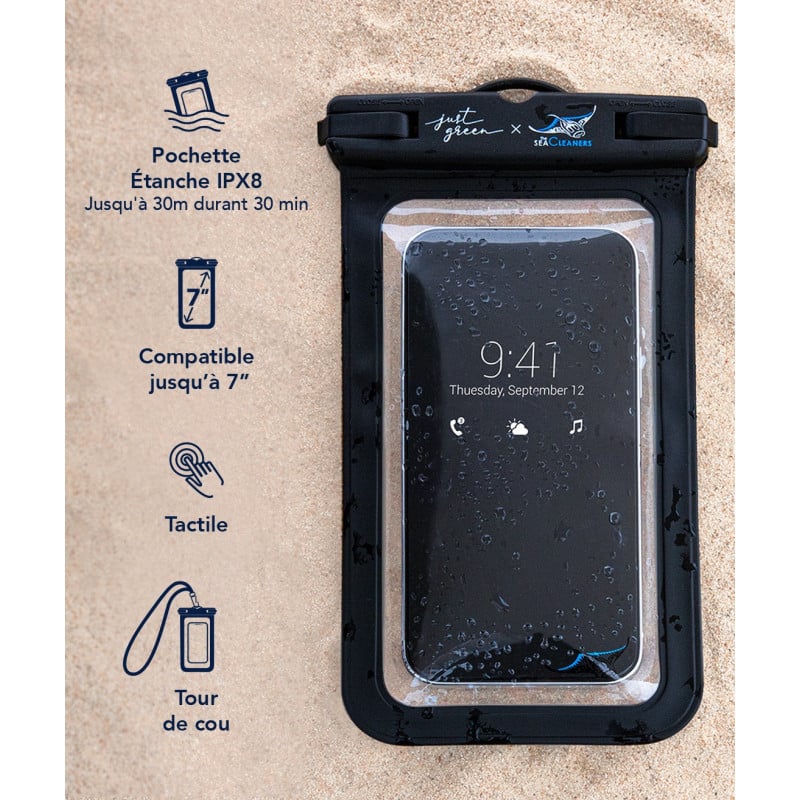 Pochette étanche 20 m Noire pour Smartphone - Tactile et audio préservés