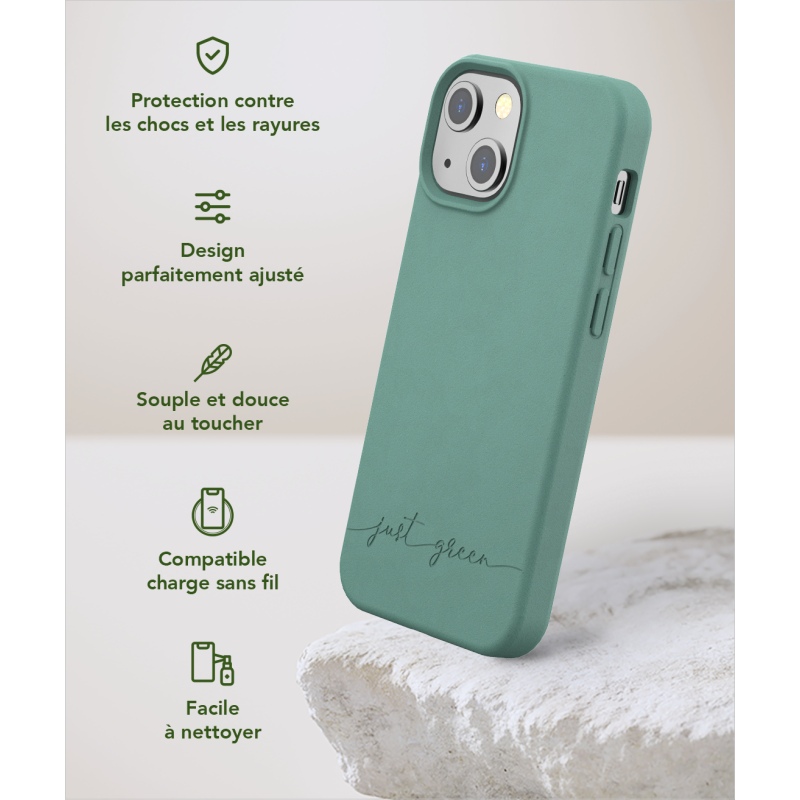 Coque iPhone 13 mini Natura Night Green - Eco-conçue Just Green