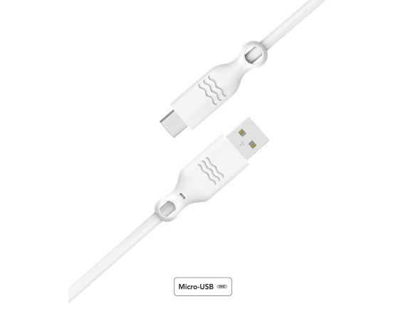 Câble synchro et charge micro USB Blanc 2.1A 2m Just green