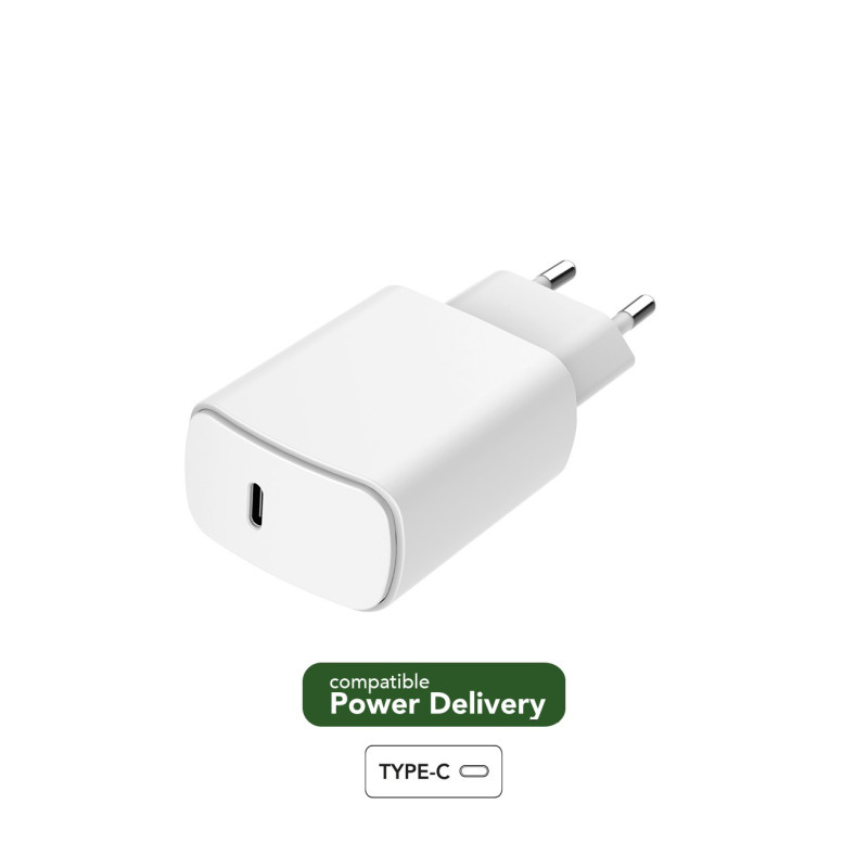 25W USB C PD Power Delivery Recyclable Wall Charger White Just Green