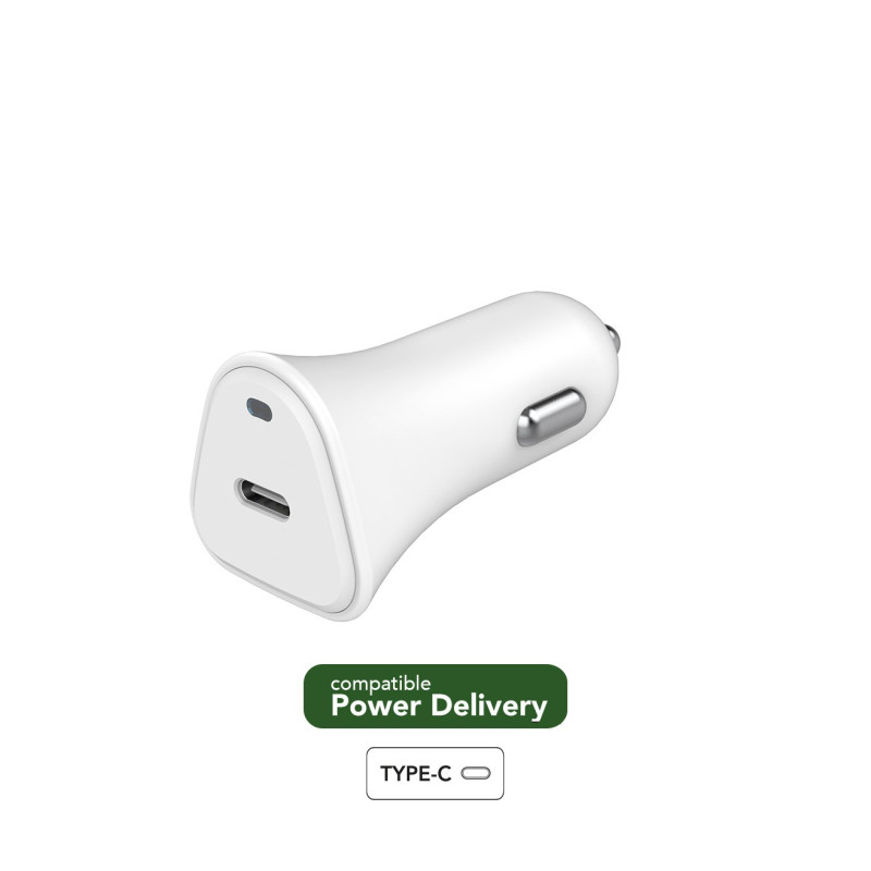 25W USB C PD Power Delivery Recyclable Car Charger White Just Green