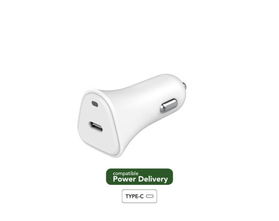 Chargeur voiture Recyclable Blanc USB C 25W Power Delivery Just Green
