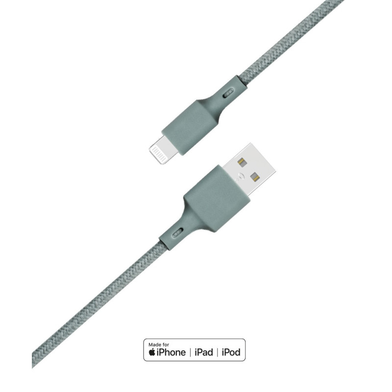 USB A to Lightning Cotton Recyclable 2 m green Cable Just Green