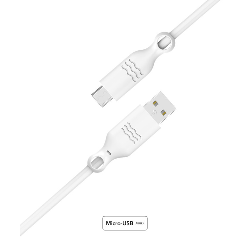 Câble synchro et charge micro USB Blanc 2.1A 1.2m Just green