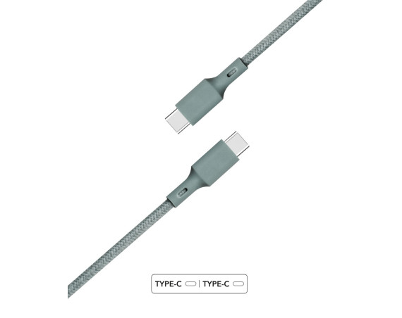 USB C to USB C Cotton Recyclable 2 m green Cable Just Green