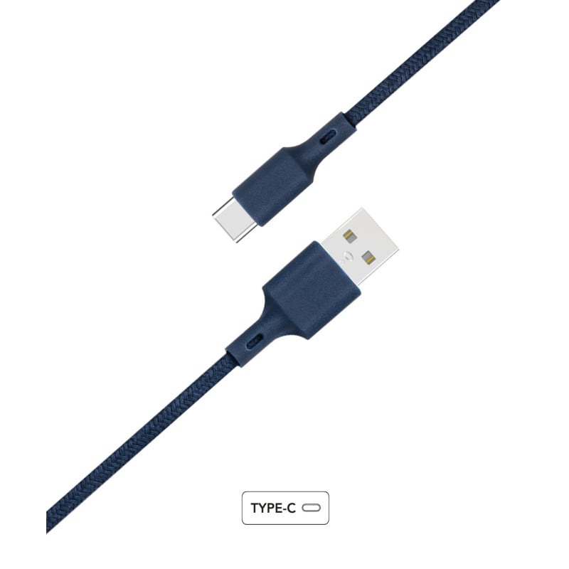 Câble Recyclable en coton Bleu USB A/USB C 2 m 3A Just green