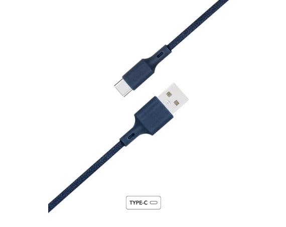 USB A to USB C Cotton Recyclable 2 m blue Cable Just Green
