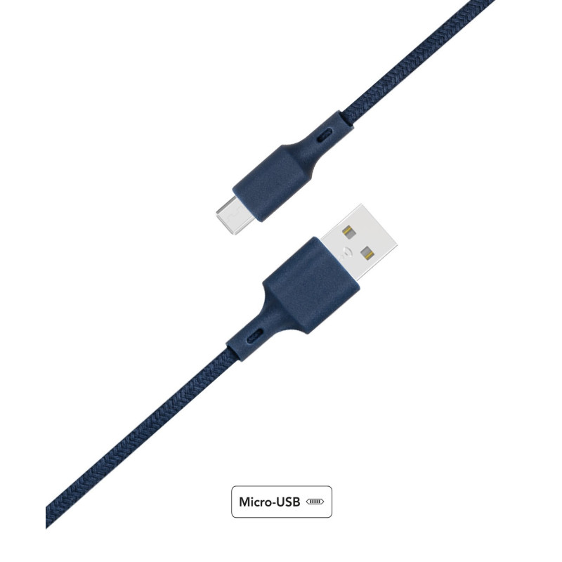 USB A to Micro USB Cotton Recyclable 2 m blue Cable Just Green