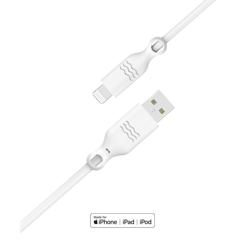 Câble synchro et charge Lightning Apple blanc 2.4A 1.2m Just green