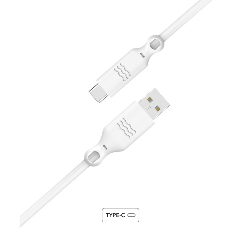 Câble synchro et charge blanc USB A/ USB Type-C 3A 2m Just green