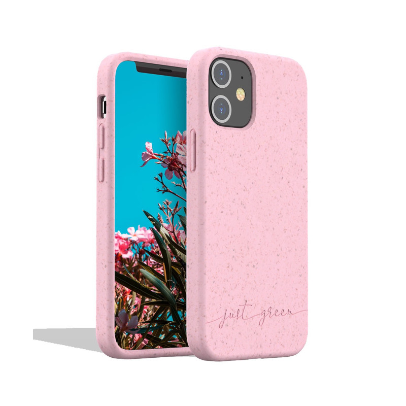 iPhone 12 Mini biodegradable pink case Just Green