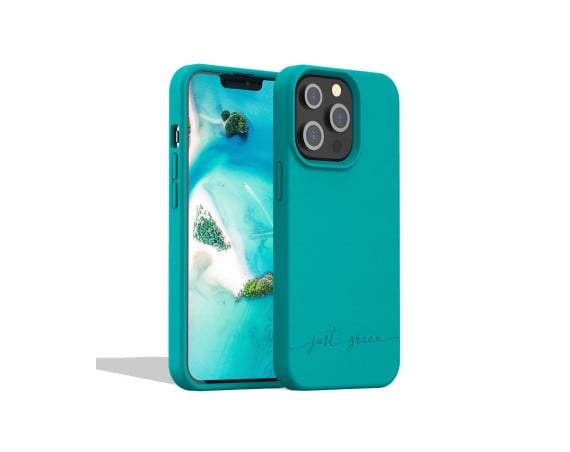 Apple iPhone 13 Pro biodegradable blue case Just Green